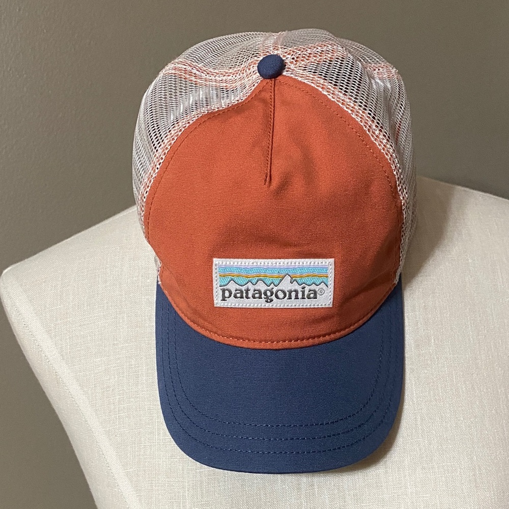 Patagonia orange, white and Navy SnapBack trucker Hat